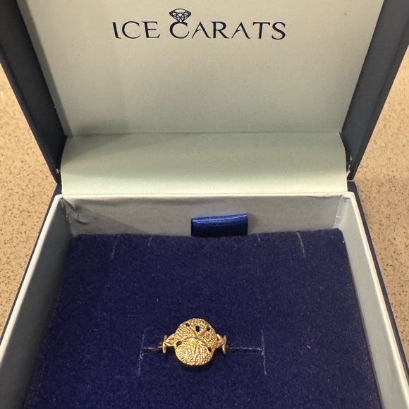 Authentic 14 KT Solid Gold Sand Dollar w/Starfish Ring Size 7.5 Brand New in Box - Picture 5 of 8